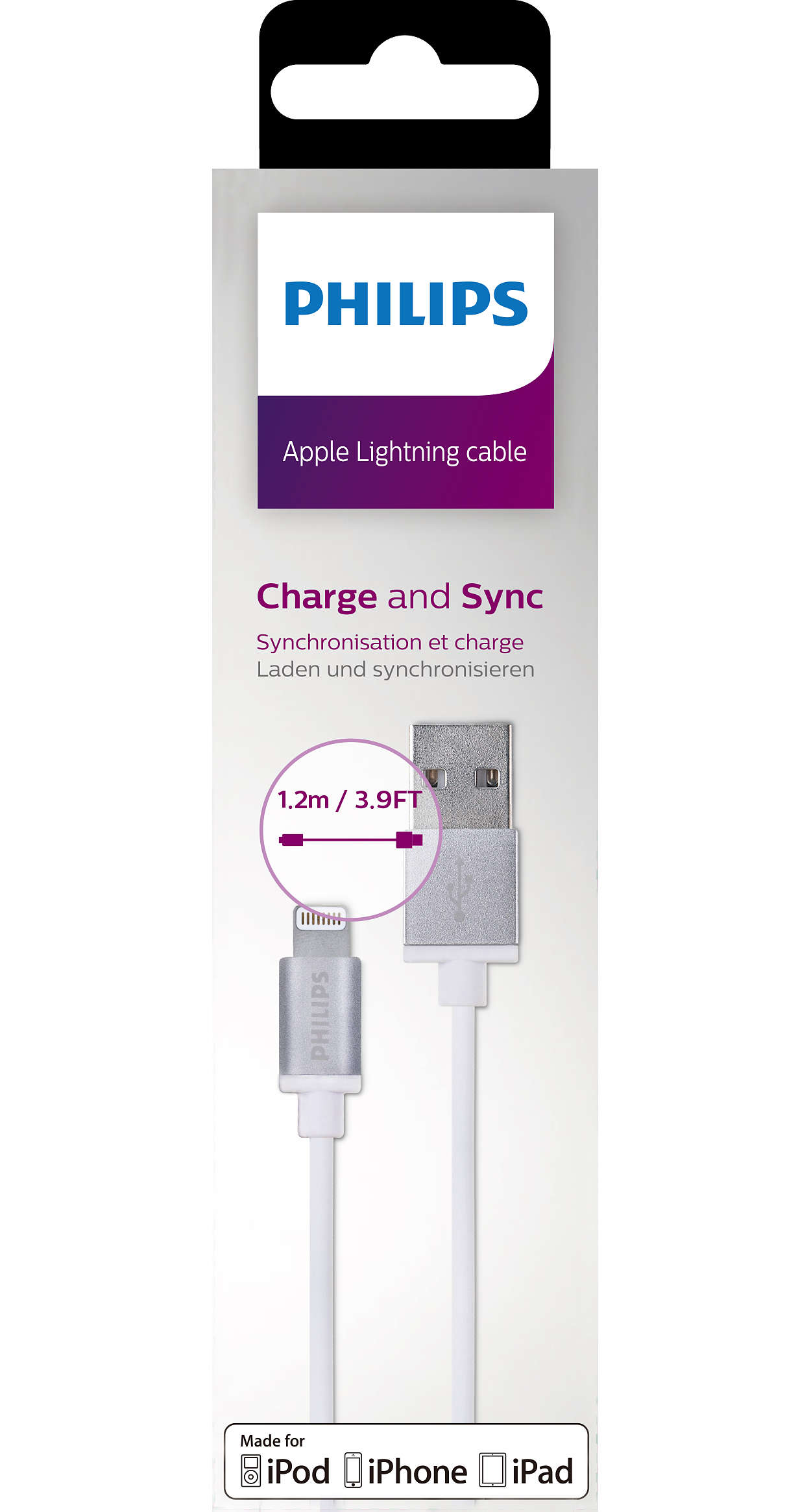 Cabo de dado Philips Lightning MFI Prata DLC2508M/97