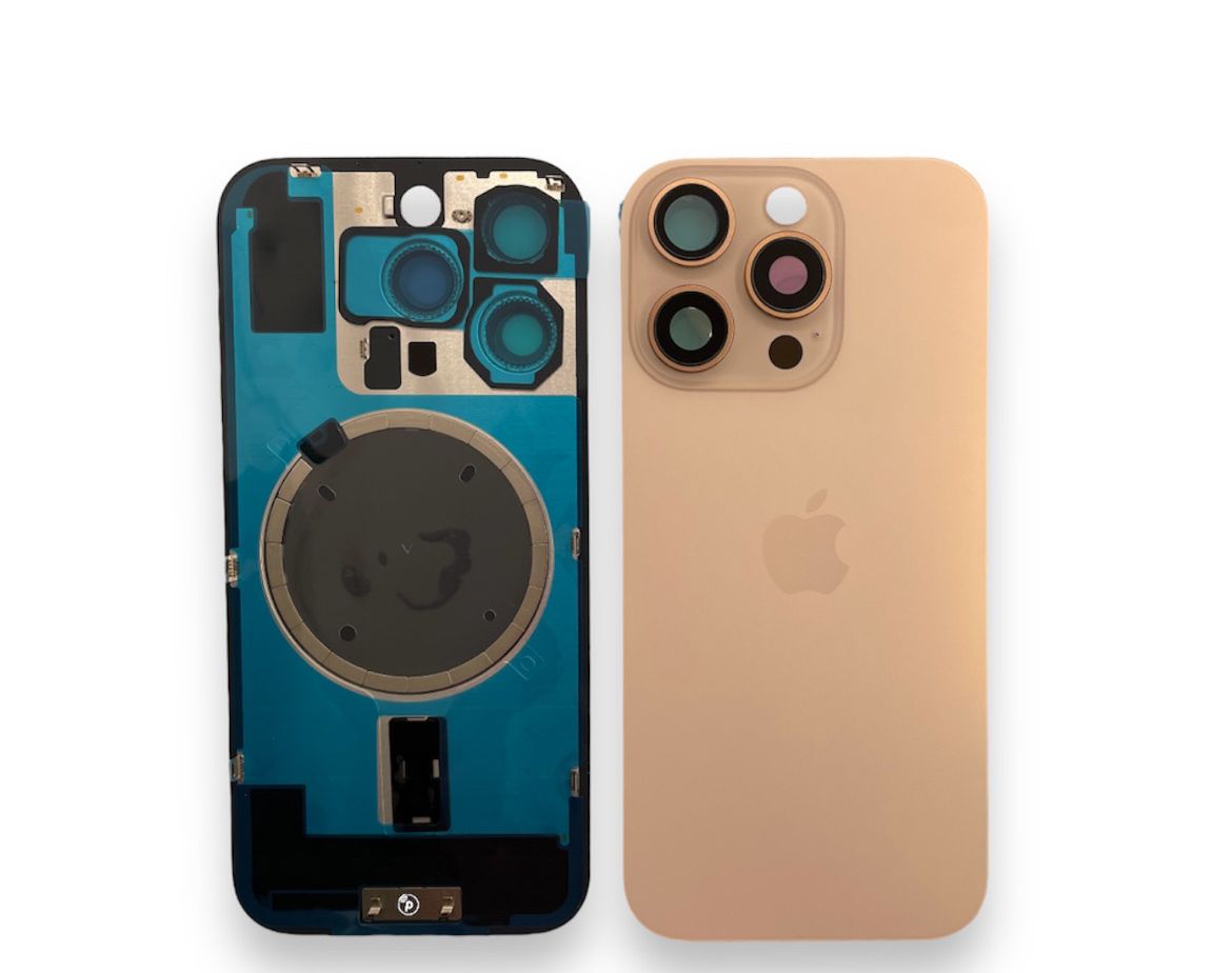 Tampa de Bateria Iphone 16 Pro Max Dourado Com Aro Tampa de Bateria Iphone 16 Pro Max Dourado Com Aro